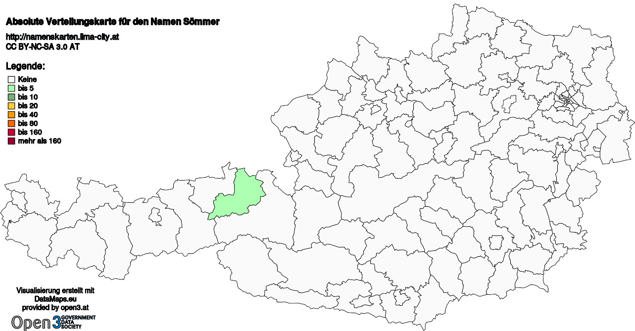 Absolute Verteilungskarten Nachnamen Sömmer