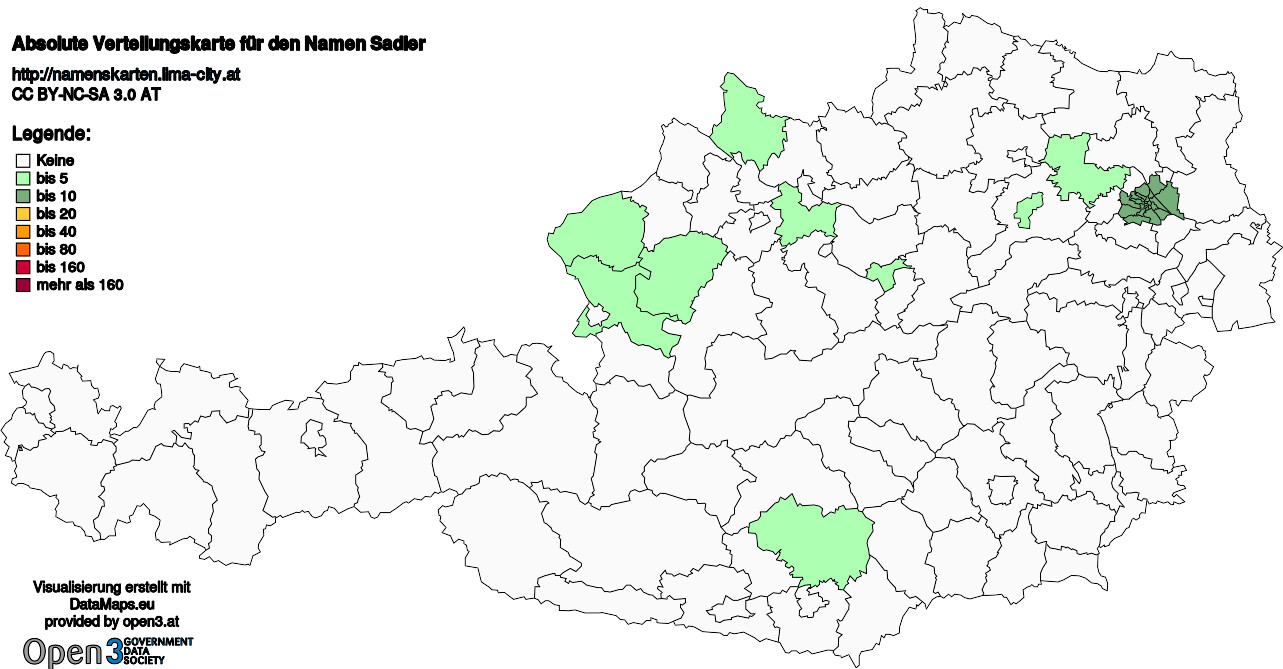 Absolute Verteilungskarten Nachnamen Sadler