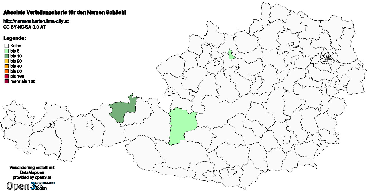 Absolute Verteilungskarten Nachnamen Schächl