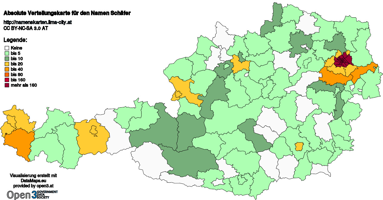 Absolute Verteilungskarten Nachnamen Schäfer