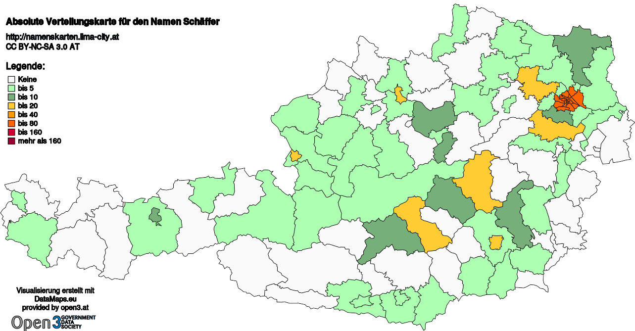 Absolute Verteilungskarten Nachnamen Schäffer