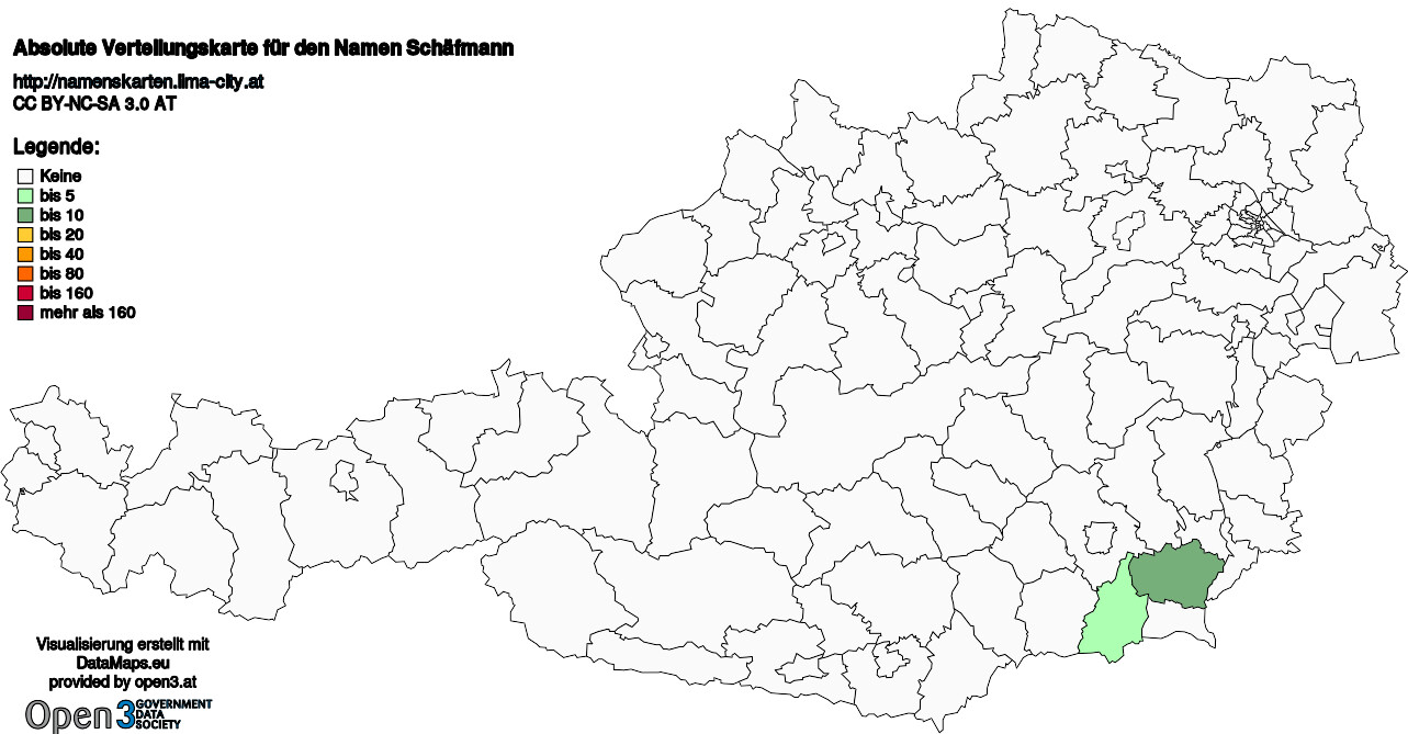Absolute Verteilungskarten Nachnamen Schäfmann