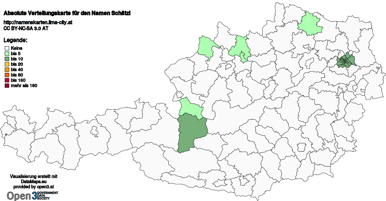 Absolute Verteilungskarten Nachnamen Schätzl