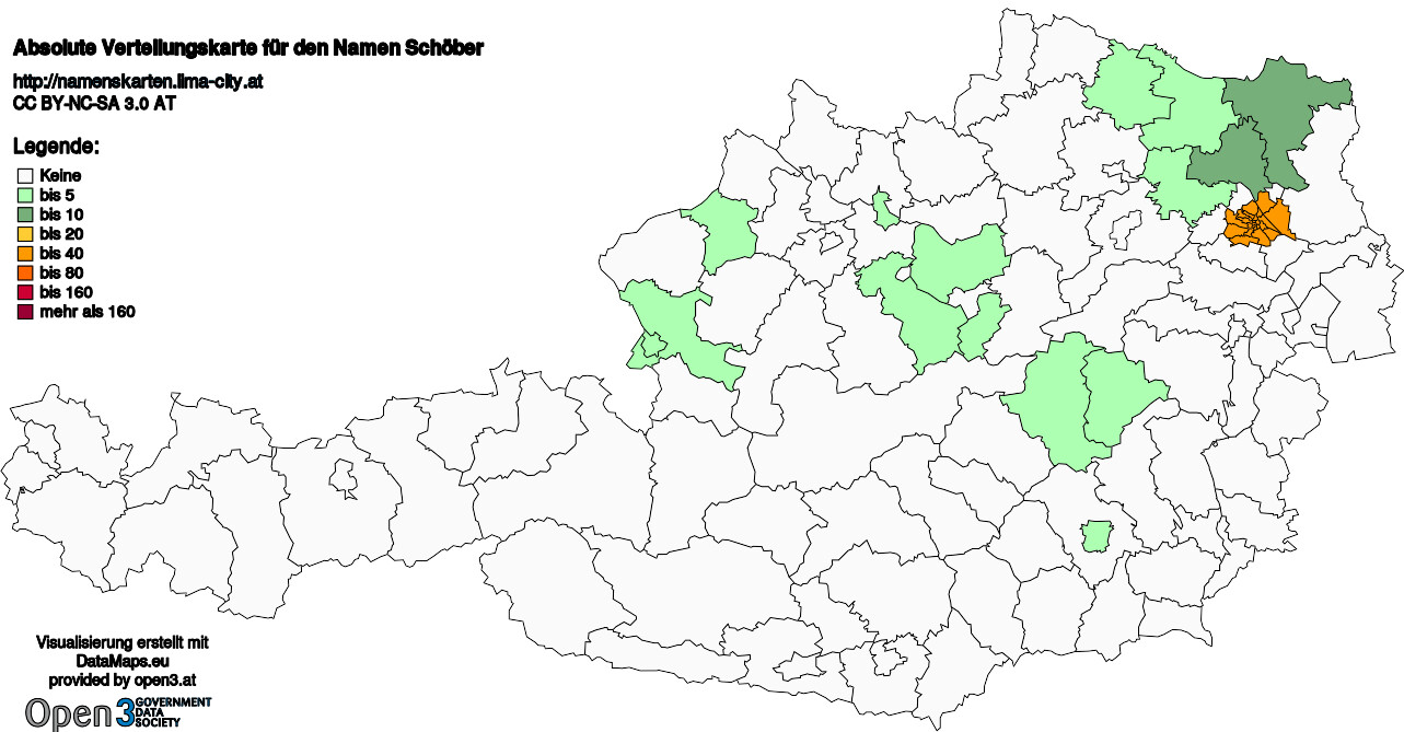 Absolute Verteilungskarten Nachnamen Schöber