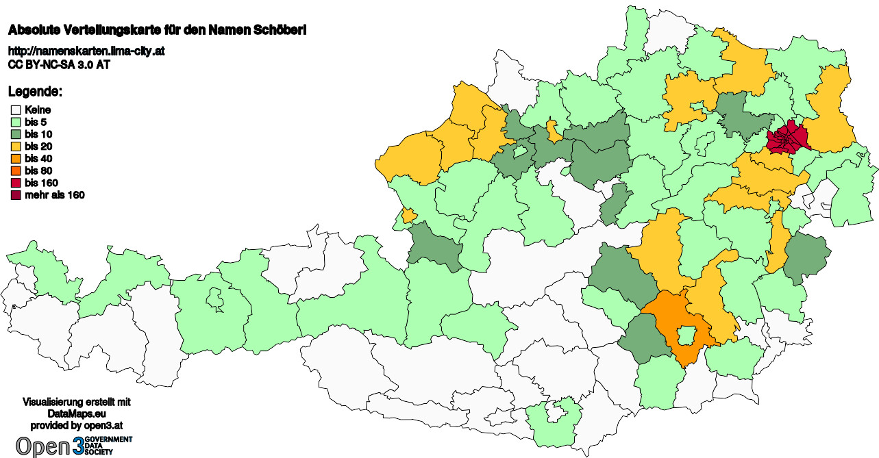 Absolute Verteilungskarten Nachnamen Schöberl