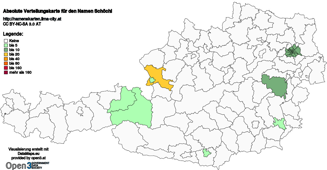 Absolute Verteilungskarten Nachnamen Schöchl