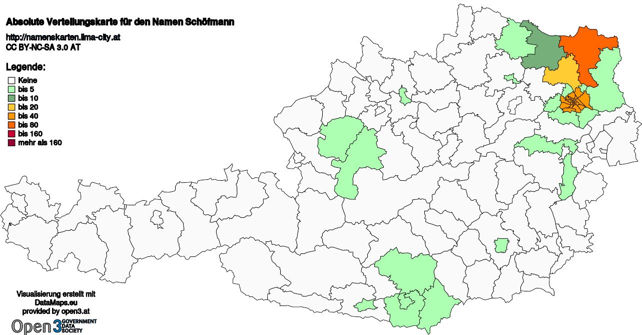 Absolute Verteilungskarten Nachnamen Schöfmann