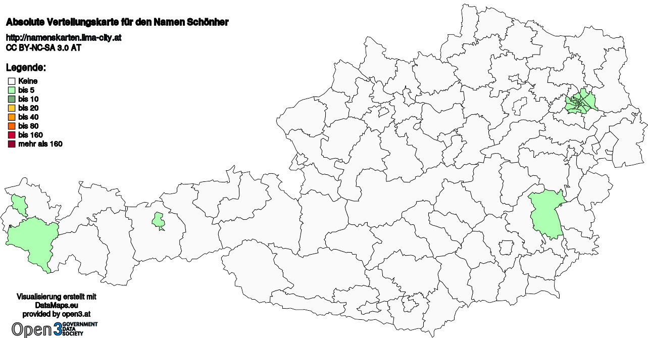 Absolute Verteilungskarten Nachnamen Schönher