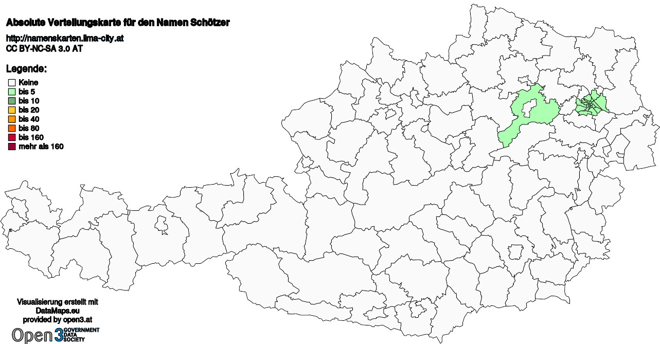 Absolute Verteilungskarten Nachnamen Schötzer