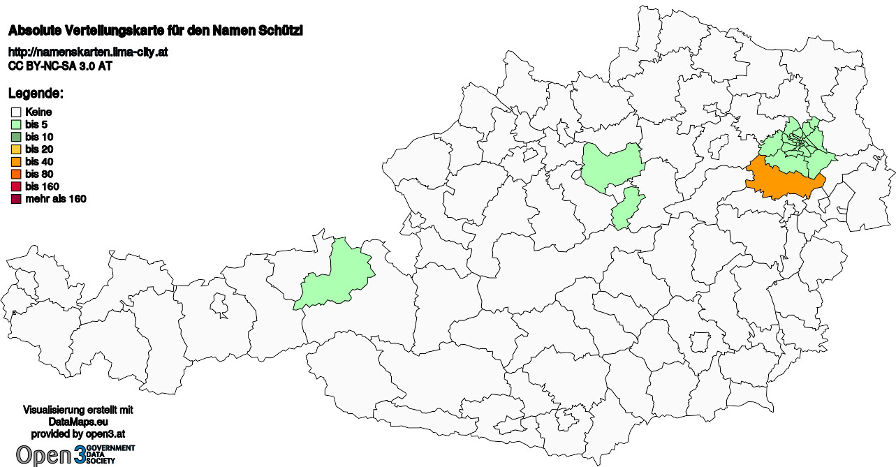 Absolute Verteilungskarten Nachnamen Schützl