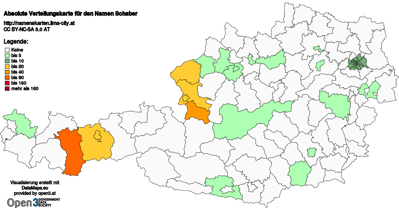 Absolute Verteilungskarten Nachnamen Schaber