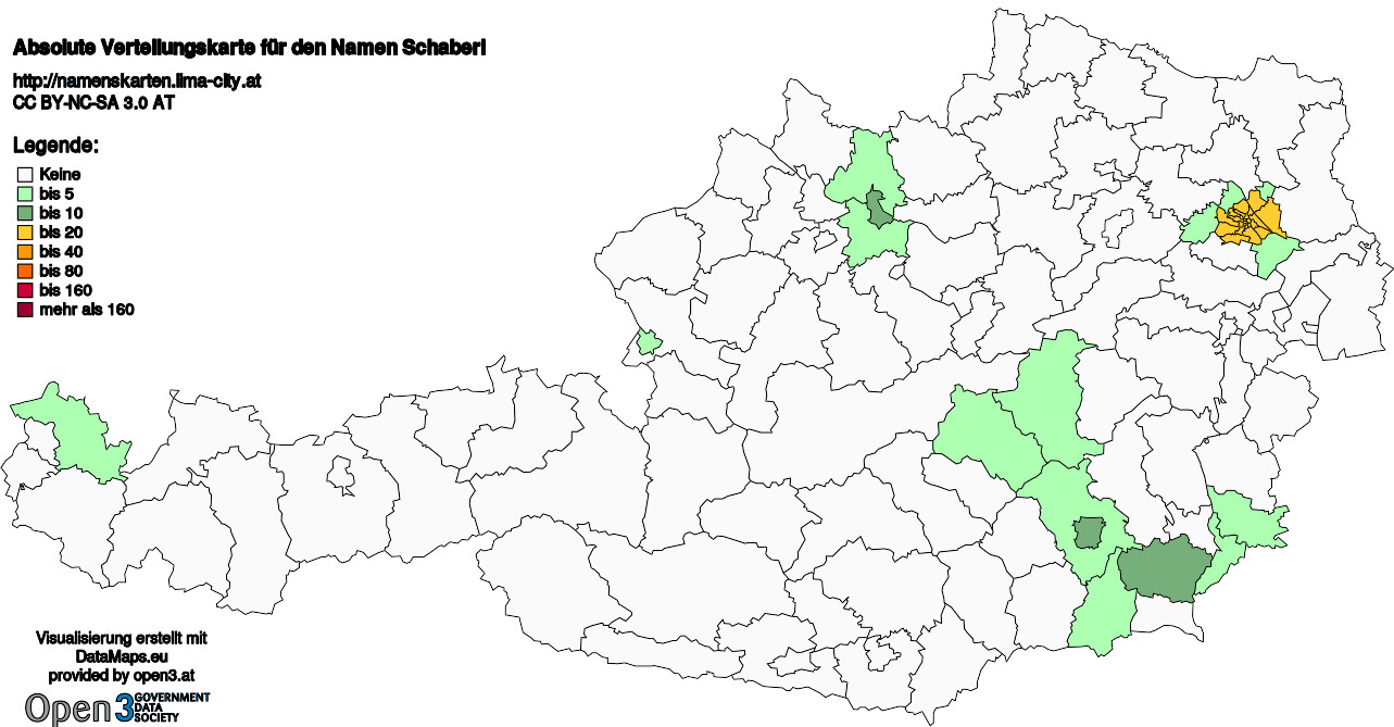 Absolute Verteilungskarten Nachnamen Schaberl