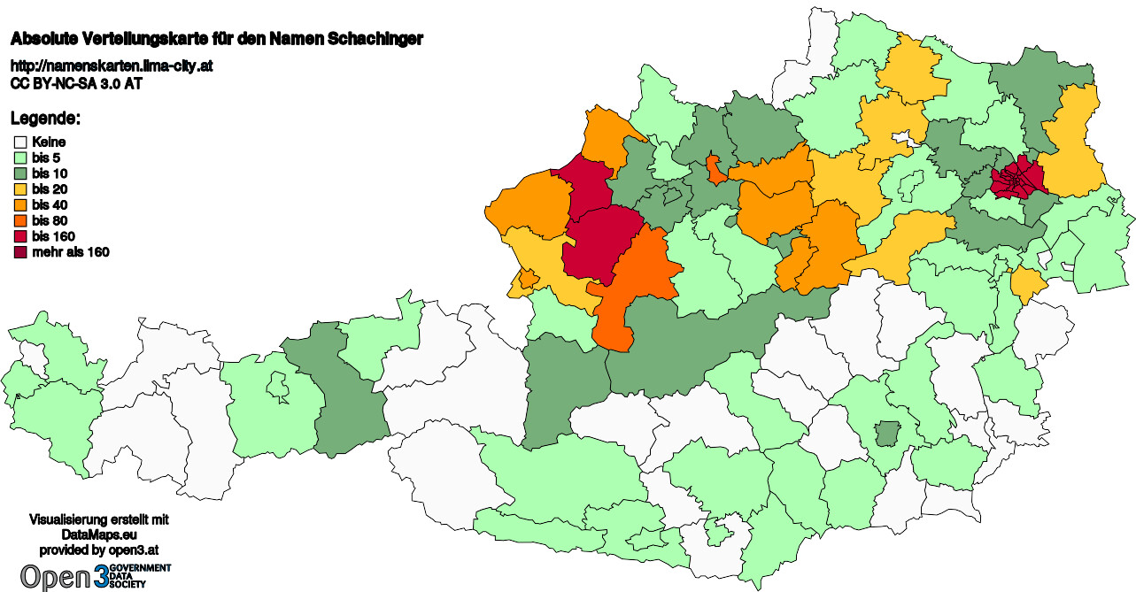 Absolute Verteilungskarten Nachnamen Schachinger