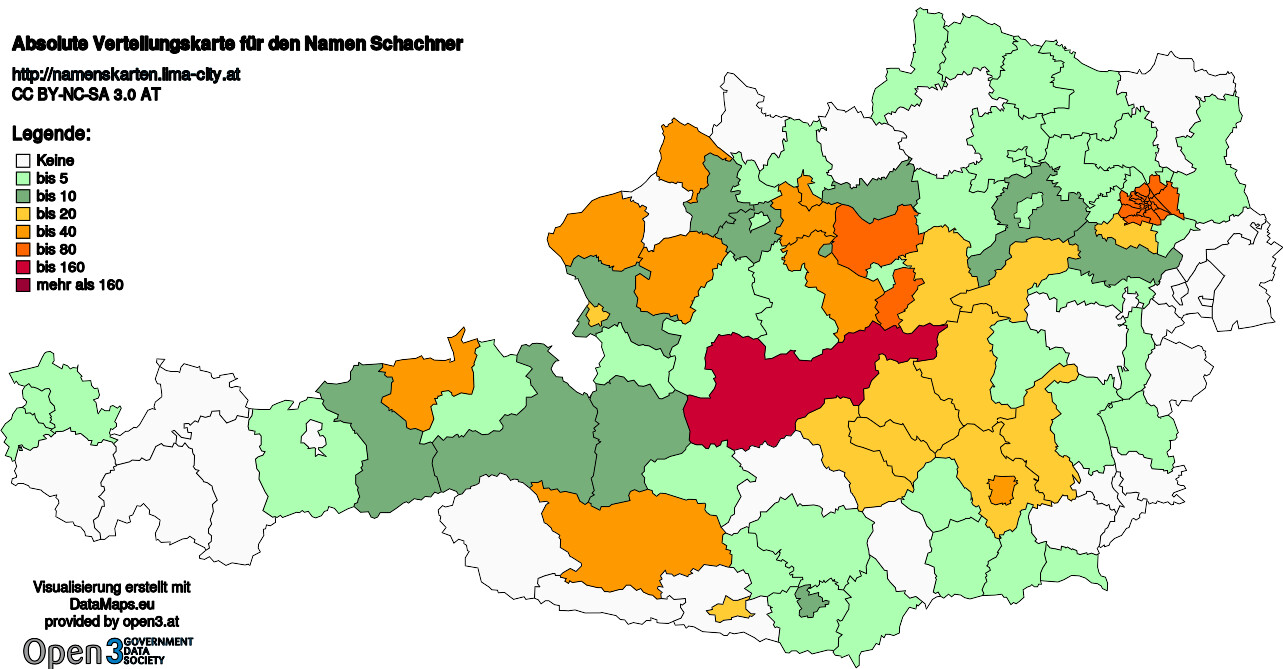 Absolute Verteilungskarten Nachnamen Schachner
