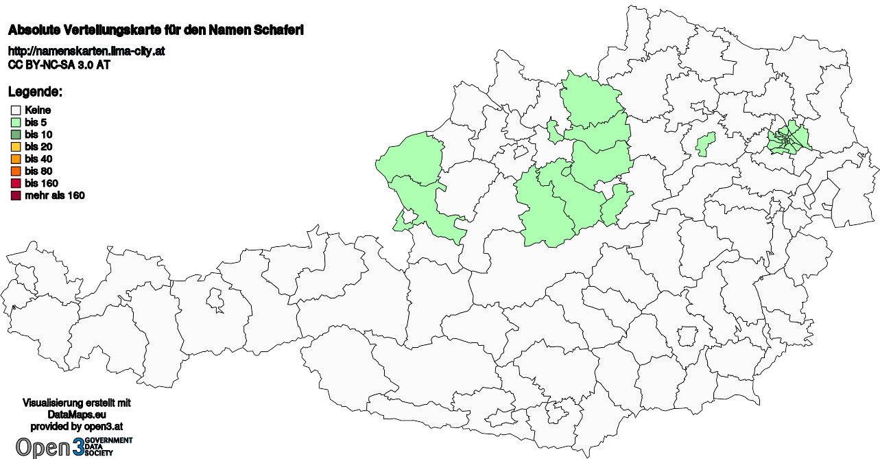 Absolute Verteilungskarten Nachnamen Schaferl