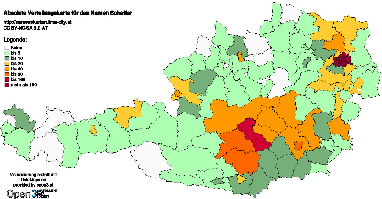 Absolute Verteilungskarten Nachnamen Schaffer