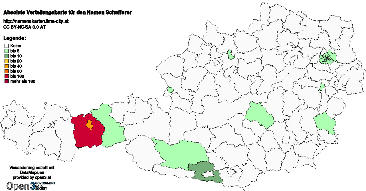Absolute Verteilungskarten Nachnamen Schafferer