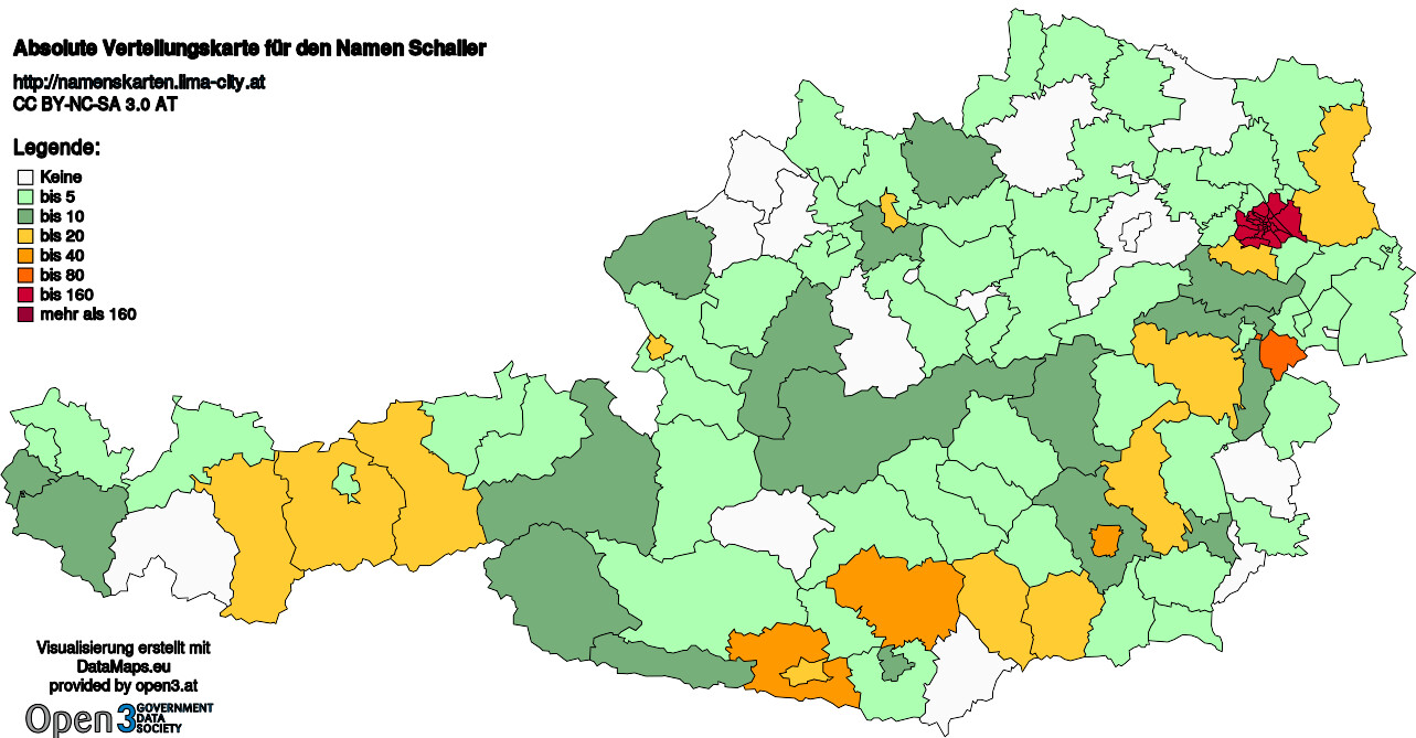 Absolute Verteilungskarten Nachnamen Schaller