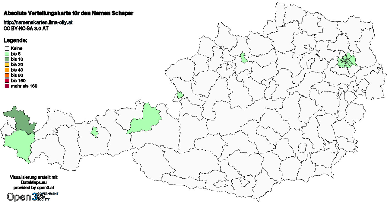 Absolute Verteilungskarten Nachnamen Schaper