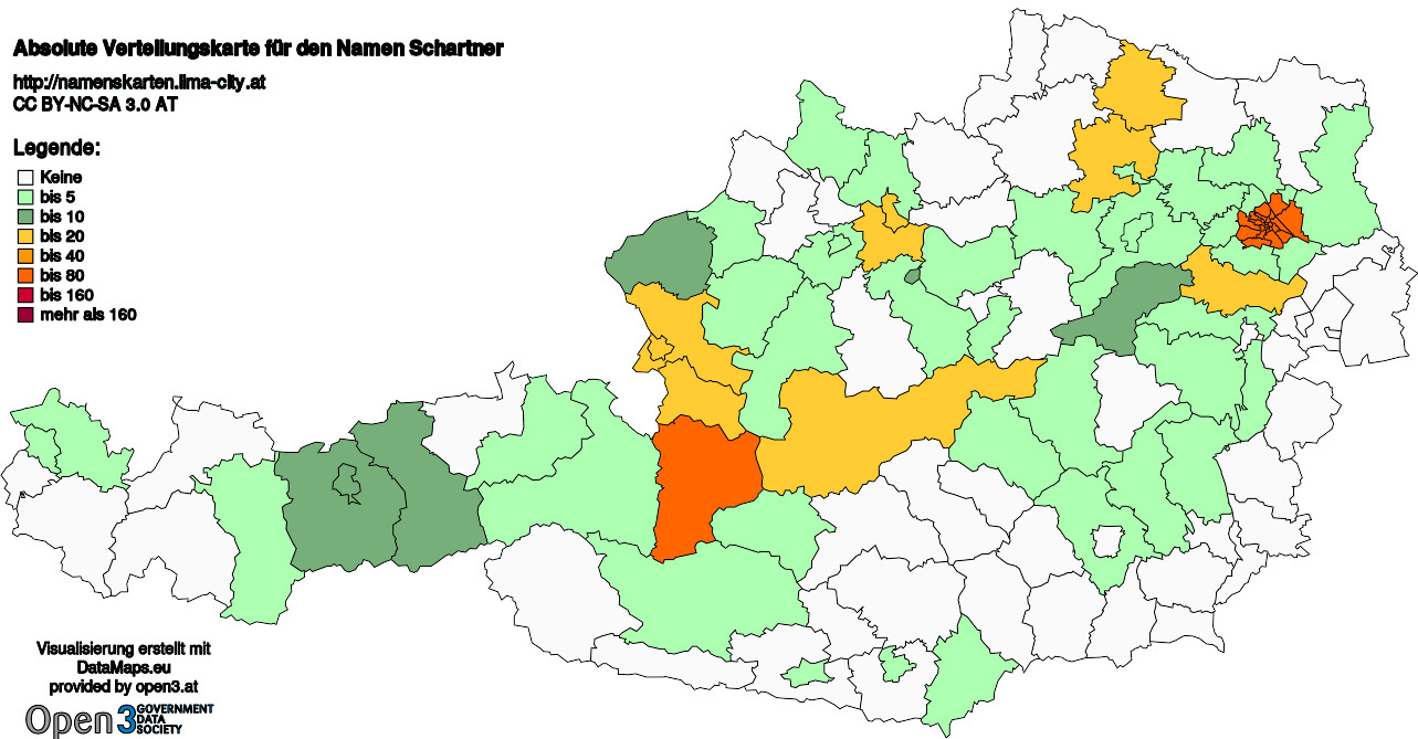 Absolute Verteilungskarten Nachnamen Schartner