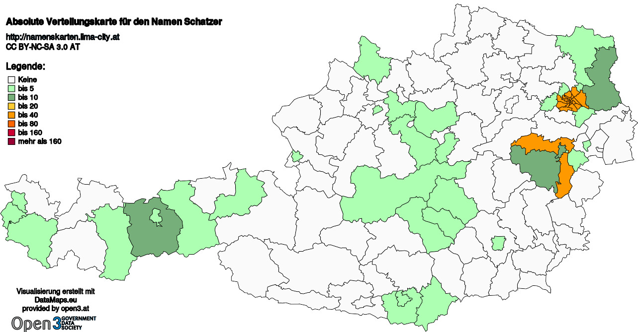 Absolute Verteilungskarten Nachnamen Schatzer
