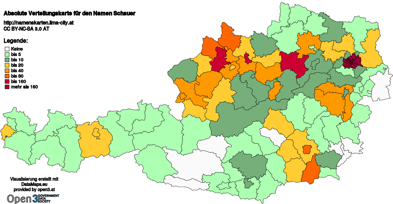Absolute Verteilungskarten Nachnamen Schauer