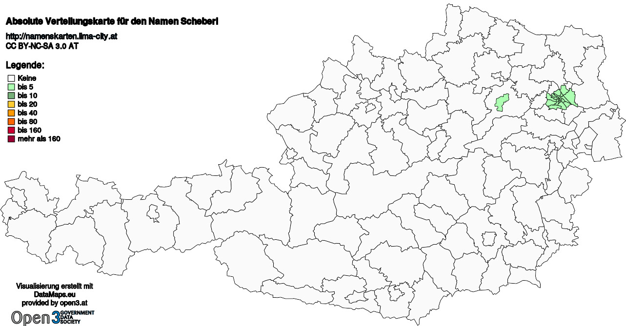 Absolute Verteilungskarten Nachnamen Scheberl