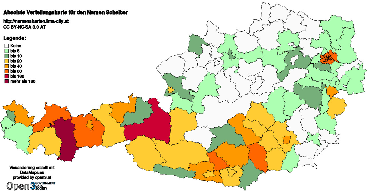 Absolute Verteilungskarten Nachnamen Scheiber