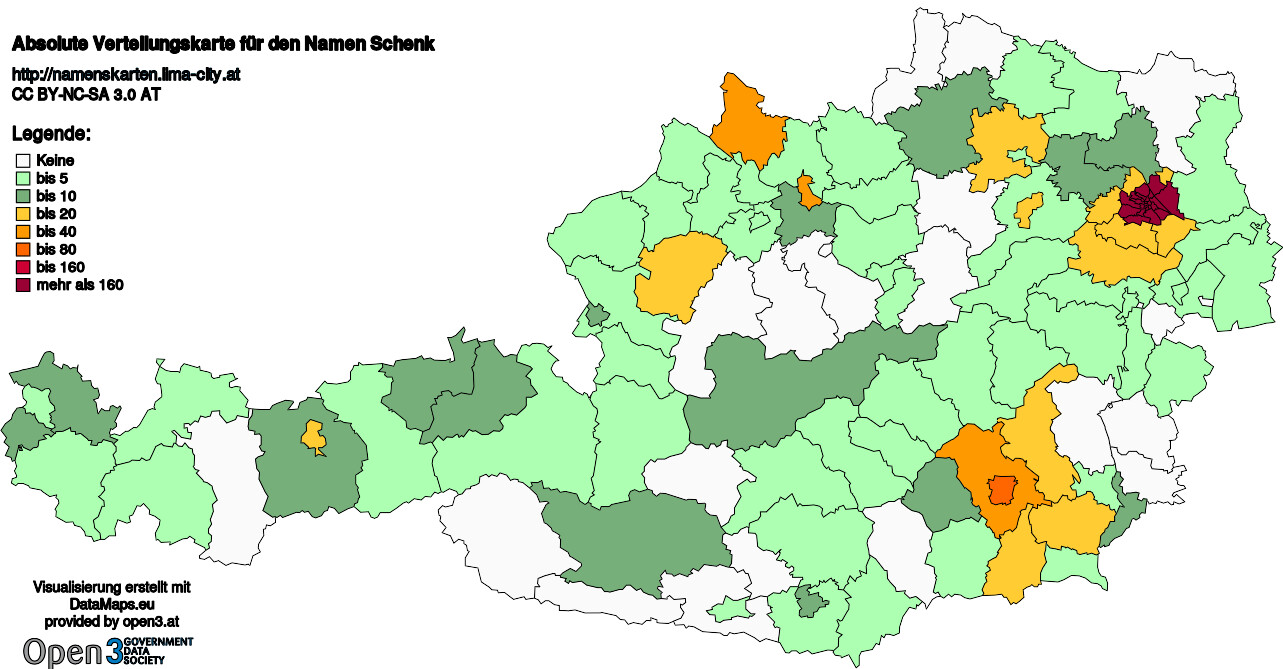Absolute Verteilungskarten Nachnamen Schenk