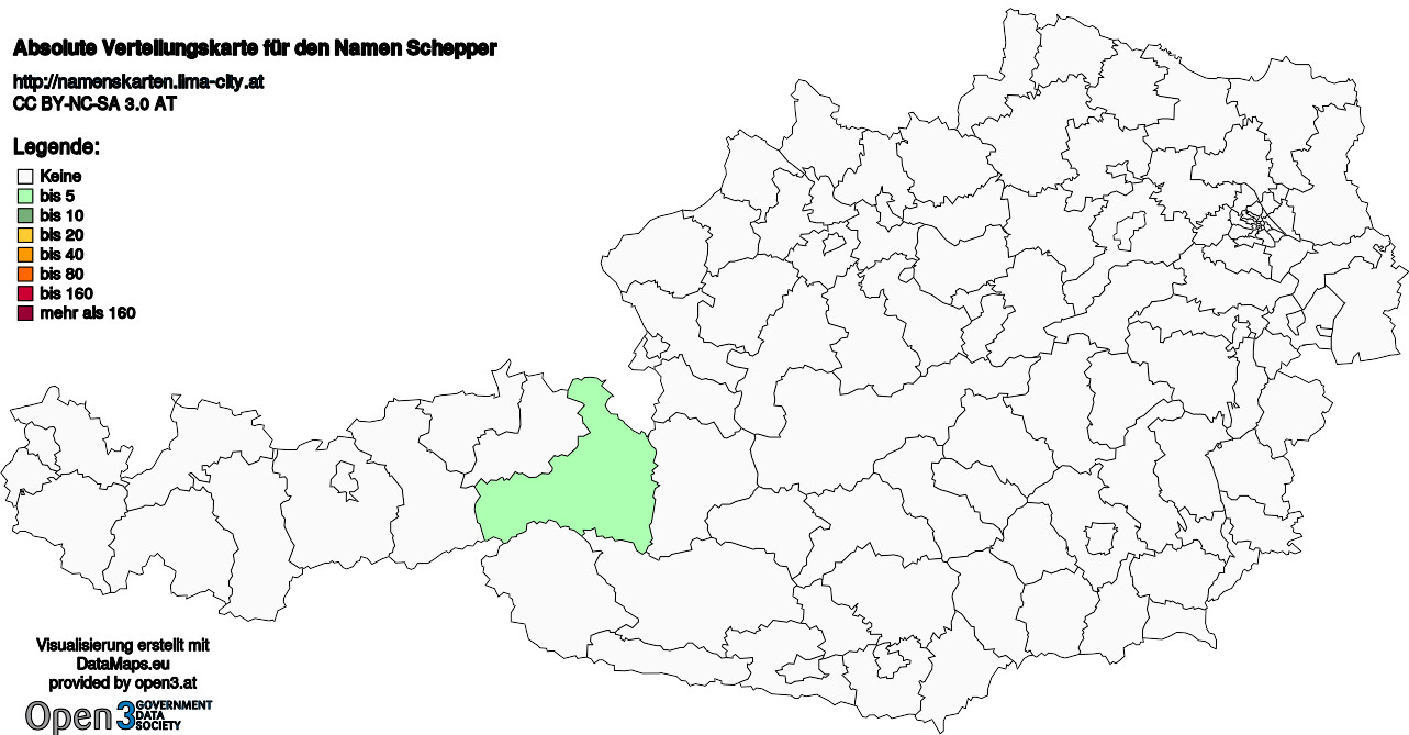 Absolute Verteilungskarten Nachnamen Schepper
