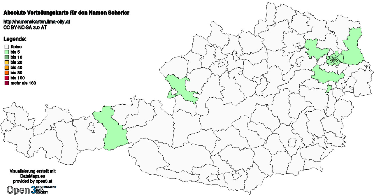 Absolute Verteilungskarten Nachnamen Scherler