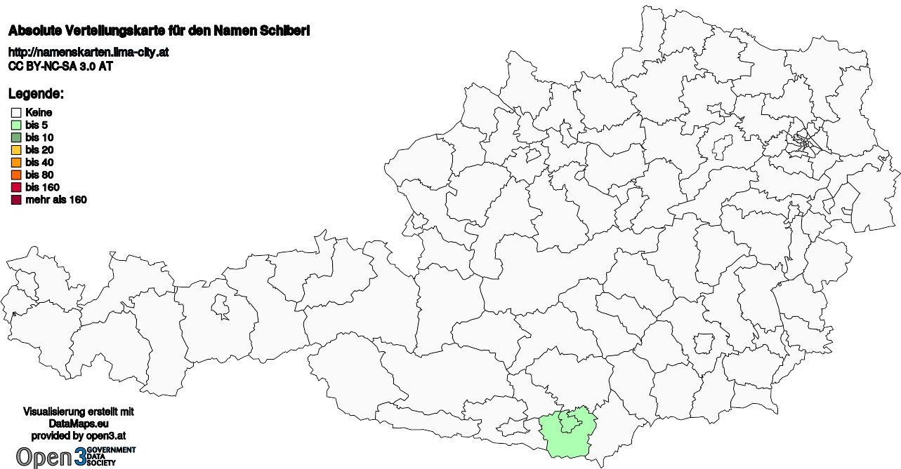 Absolute Verteilungskarten Nachnamen Schiberl