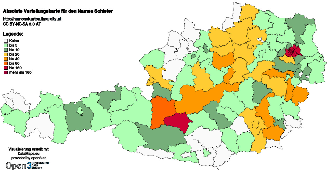 Absolute Verteilungskarten Nachnamen Schiefer