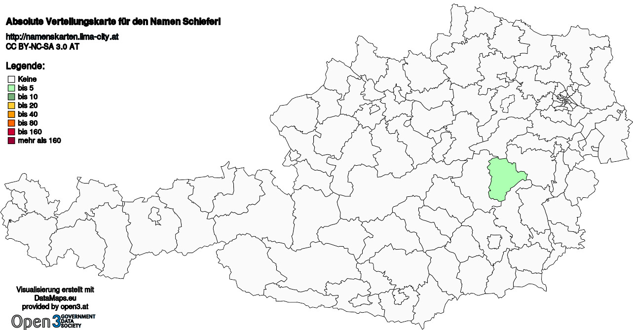 Absolute Verteilungskarten Nachnamen Schieferl