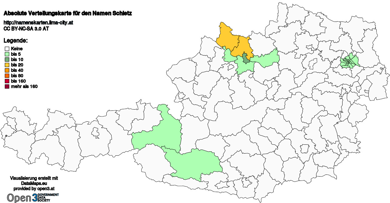 Absolute Verteilungskarten Nachnamen Schietz