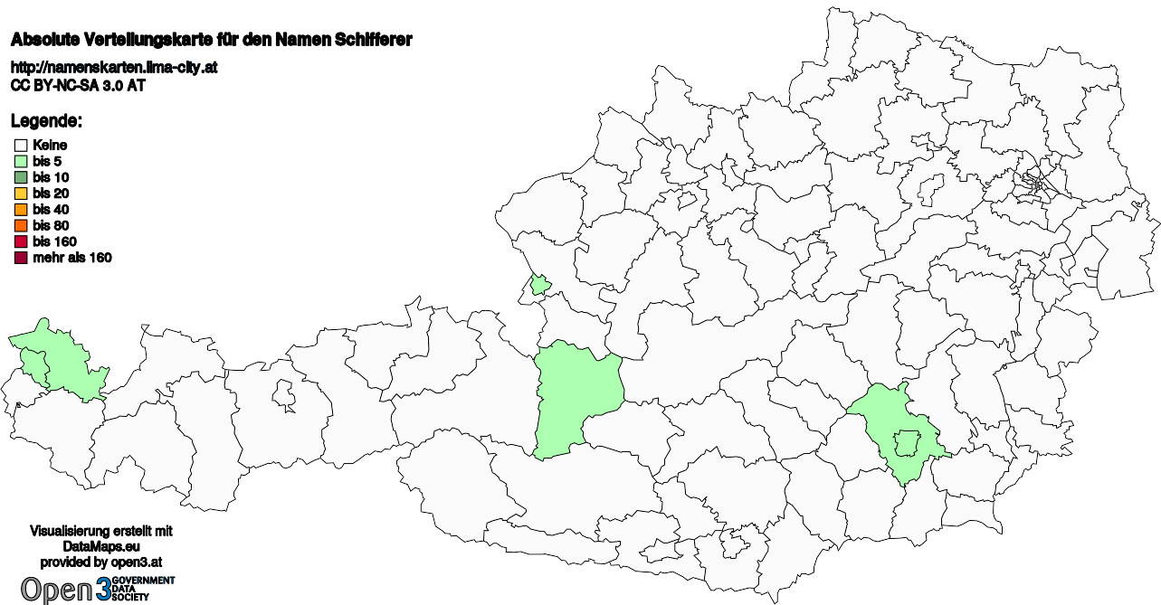Absolute Verteilungskarten Nachnamen Schifferer