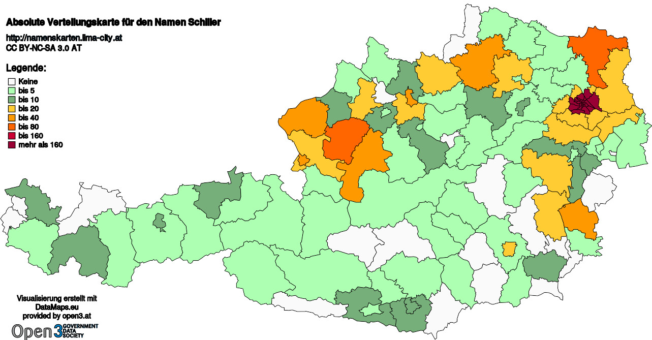 Absolute Verteilungskarten Nachnamen Schiller