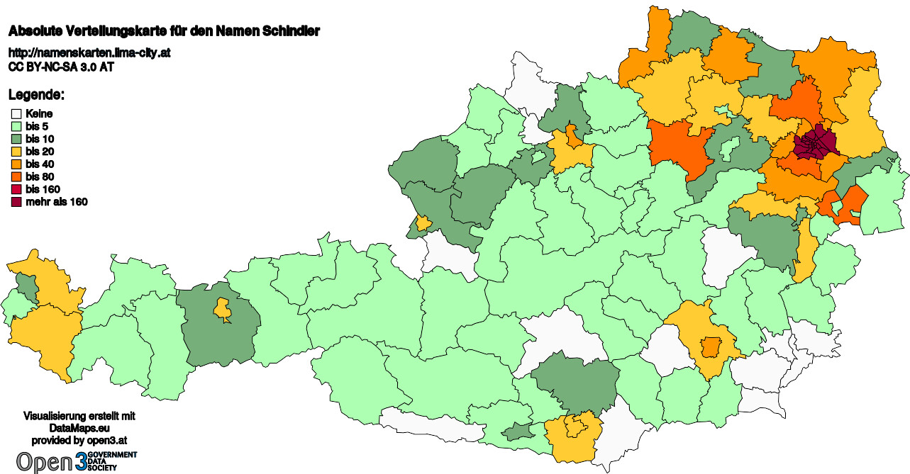 Absolute Verteilungskarten Nachnamen Schindler