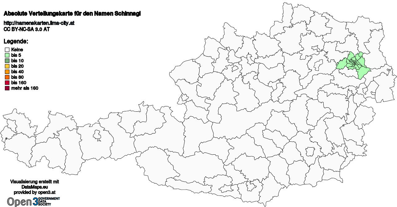 Absolute Verteilungskarten Nachnamen Schinnagl