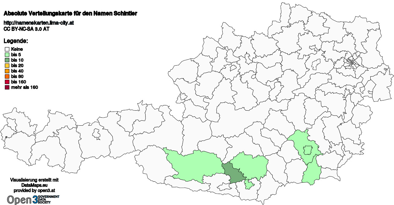 Absolute Verteilungskarten Nachnamen Schintler