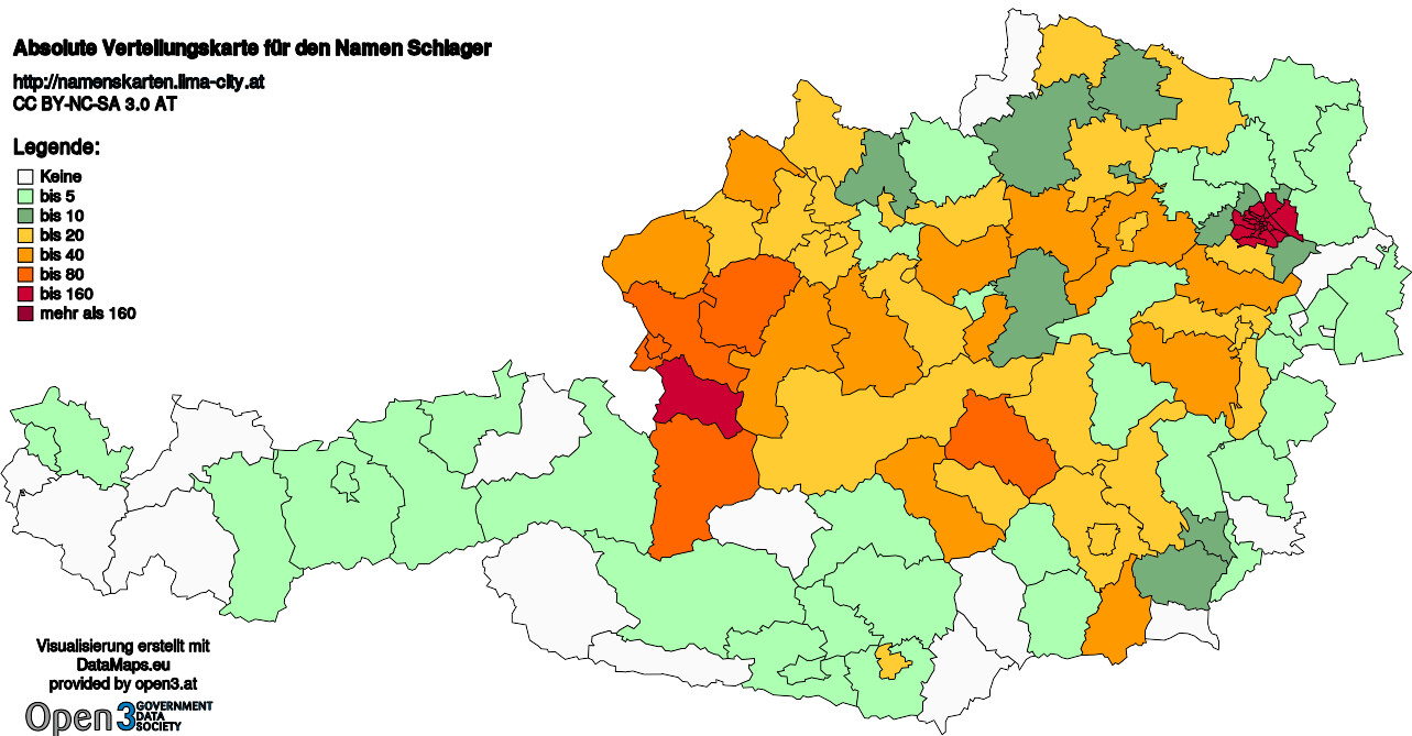 Absolute Verteilungskarten Nachnamen Schlager