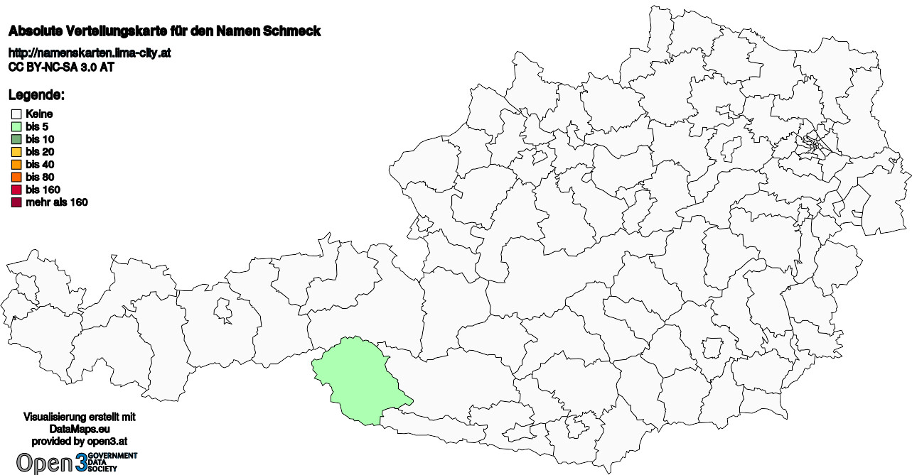 Absolute Verteilungskarten Nachnamen Schmeck
