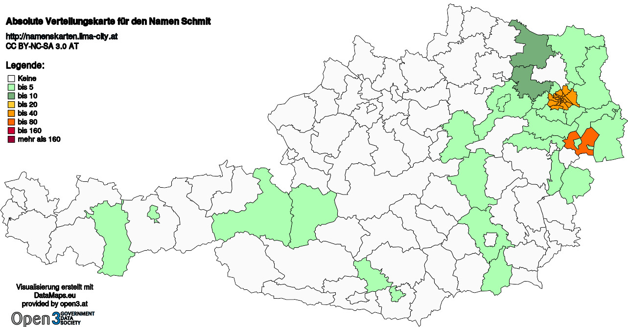 Absolute Verteilungskarten Nachnamen Schmit