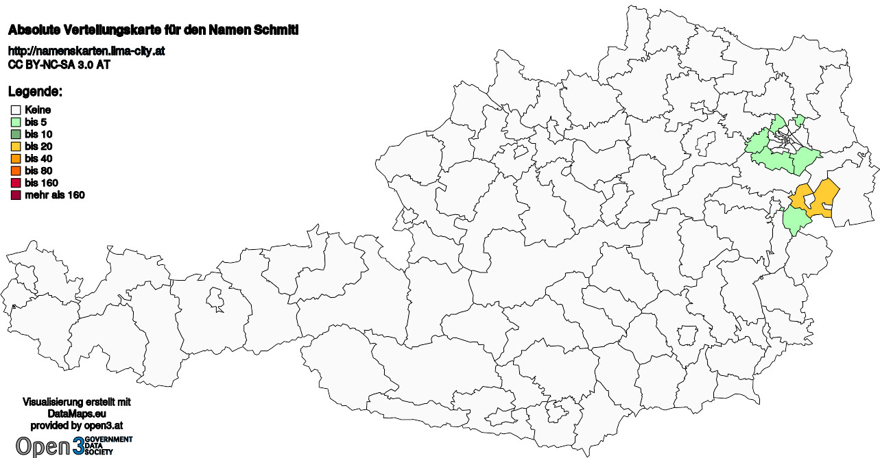Absolute Verteilungskarten Nachnamen Schmitl