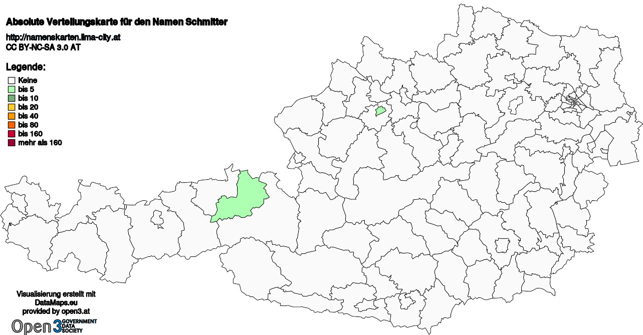 Absolute Verteilungskarten Nachnamen Schmitter