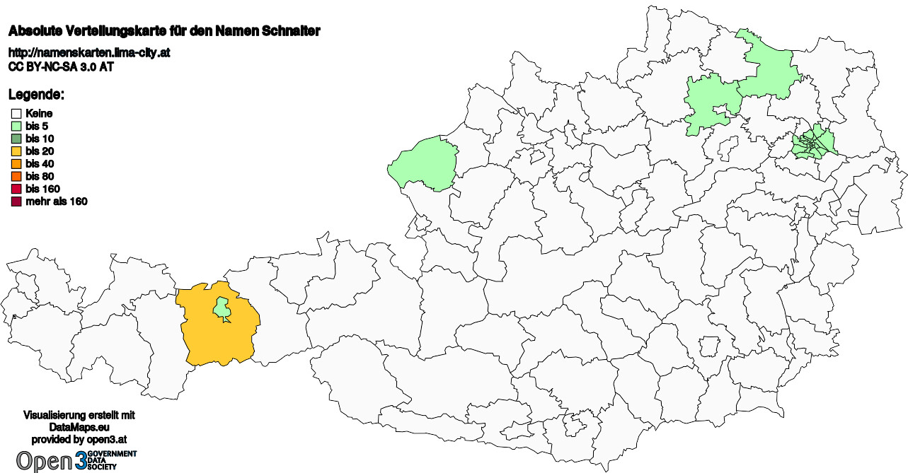 Absolute Verteilungskarten Nachnamen Schnaiter