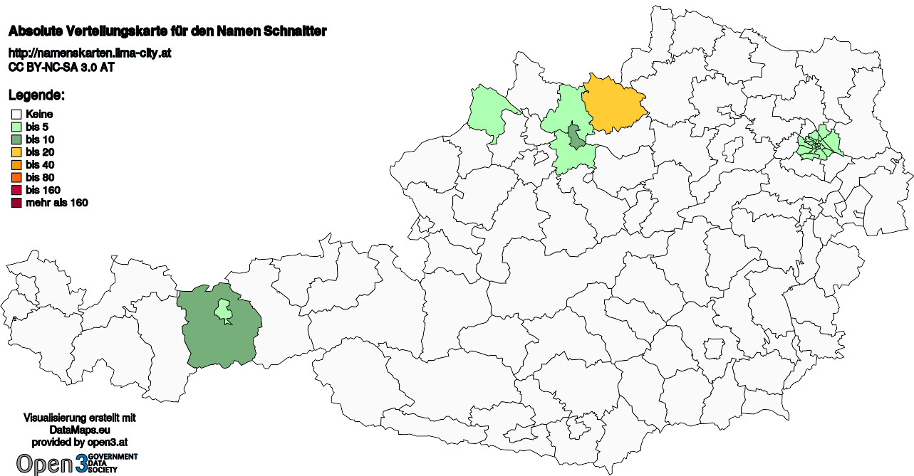 Absolute Verteilungskarten Nachnamen Schnaitter