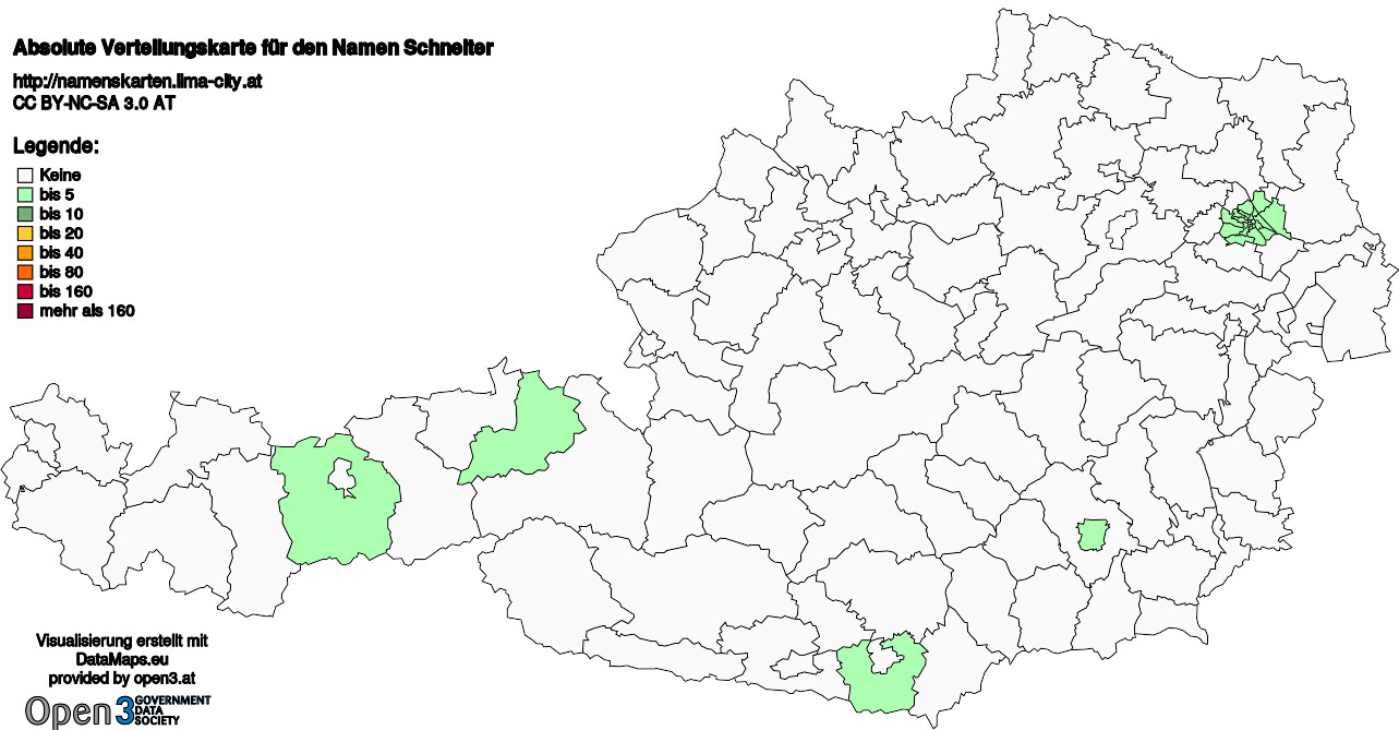 Absolute Verteilungskarten Nachnamen Schneiter