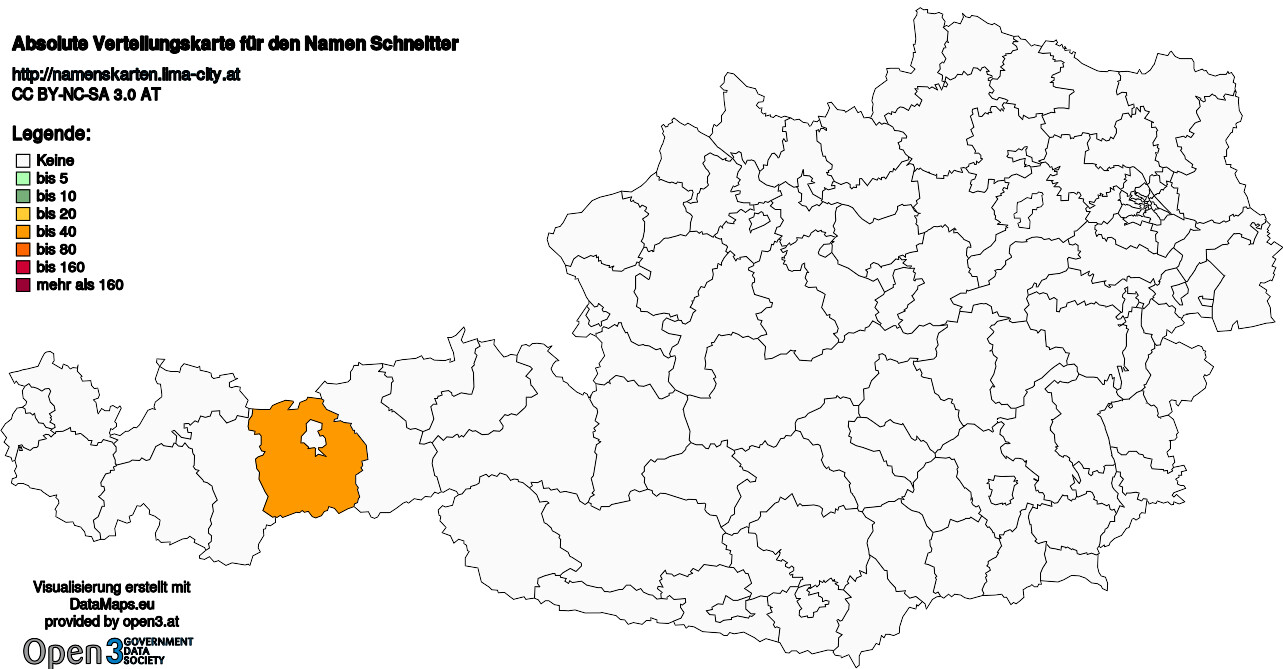Absolute Verteilungskarten Nachnamen Schneitter