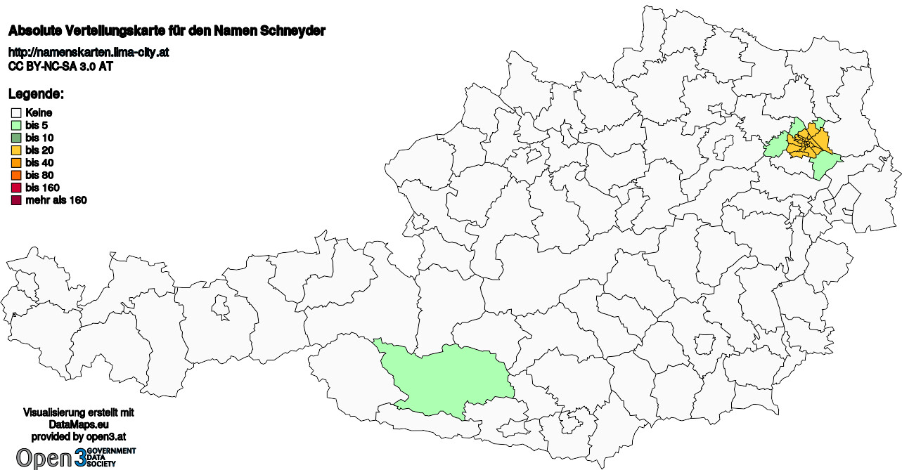 Absolute Verteilungskarten Nachnamen Schneyder